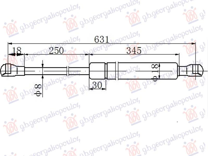AMORTIZER GEPEK VRATA (632.5L-550N)