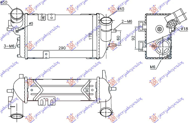 HLAD. INTERC.  1.1-1.4 CRDI (300x161x85)