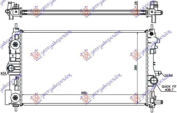 HLADNJAK MOTORA 1.4/1.6-1.8 BENZIN (MAN) (580x390) (NRF)