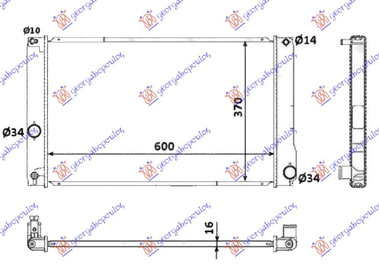HLADNJAK MOTORA 1.3/1.4/1.6/1.8 BENZIN (MAN) (600x375x16) (NRF)