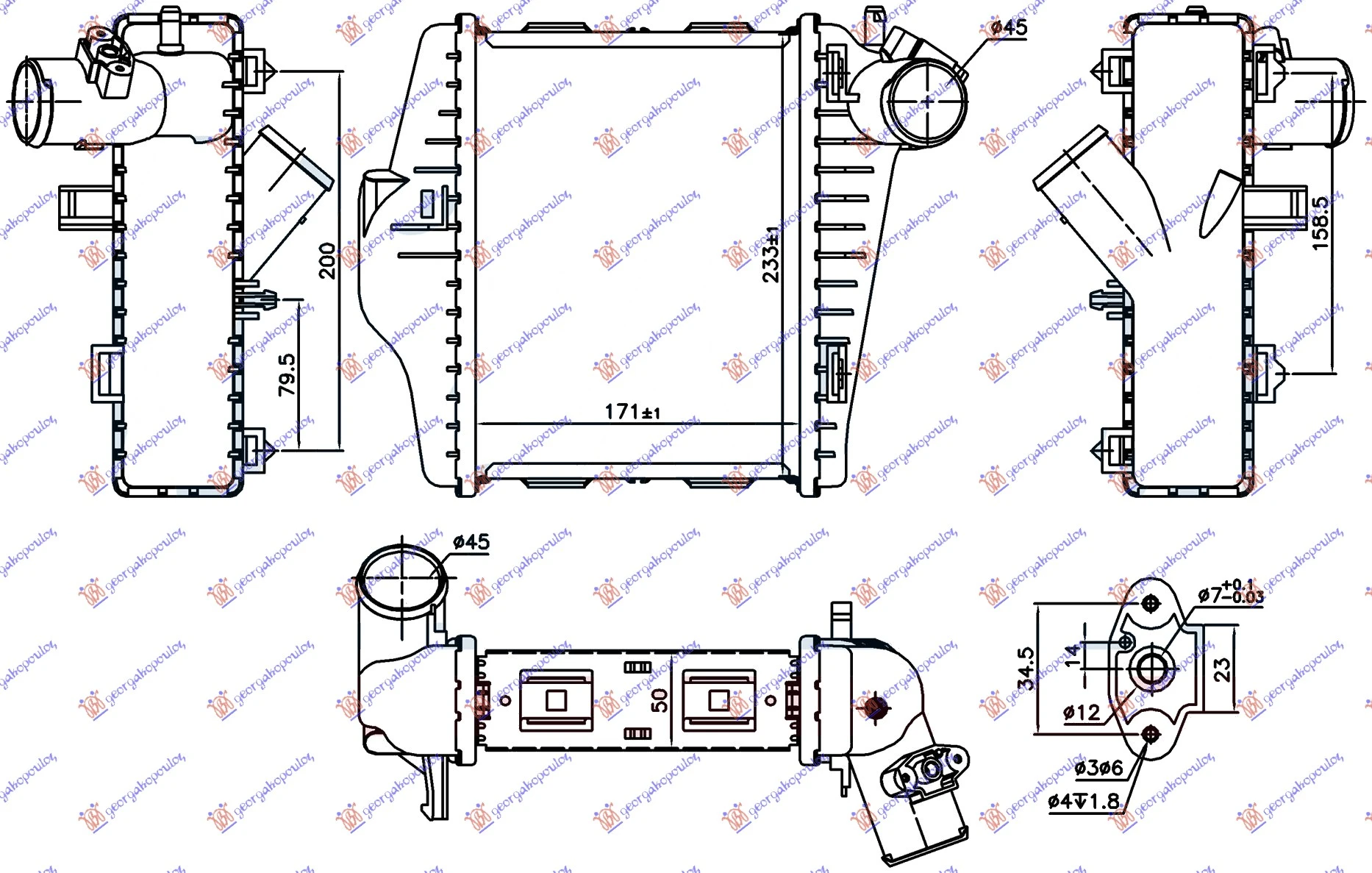 HLADNJAK INTERKULERA 1.0i TURBO (171x233x50)