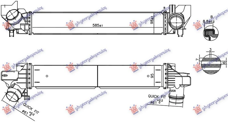 HLADNJAK INTERKULERA 2.0 BENZIN (585x98x95)