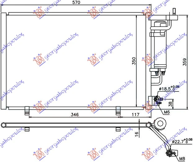 HLADNJAK KLIME 1.25/1.4/1.6 EFi BENZIN - 1.5 TDCi DIZEL (520x320x16) (MARELLI)