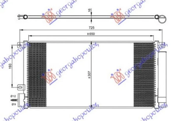 HLADNJAK KLIME 1.4i 16v TURBO BENZIN (650x310x16) (MARELLI)