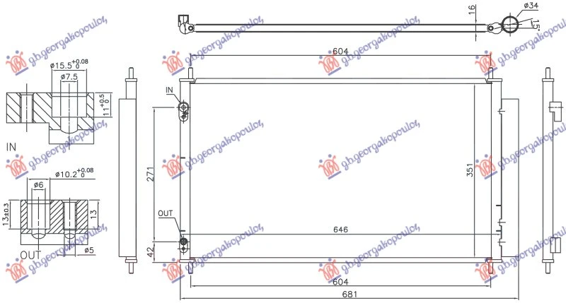 HLADNJAK KLIME 1.5 HIBRID BENZIN (600x355x16) (KOYO)