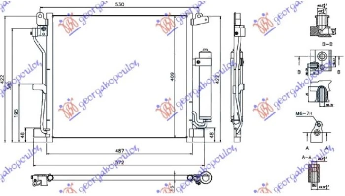 HLADNJAK KLIME 1.5DCi DIZEL (487x409x16) VENTIL NA FILTERU (MARELLI)