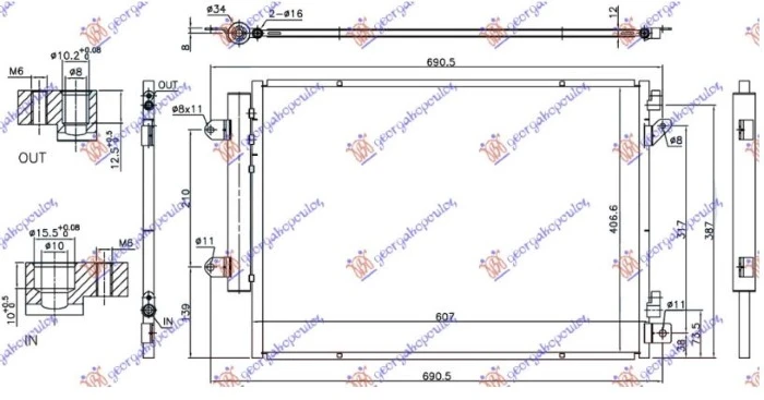 HLADNJAK KLIME 1.6 DDiS DIZEL (607x407x12) SA START/STOP SISTEMOM (VALEO)