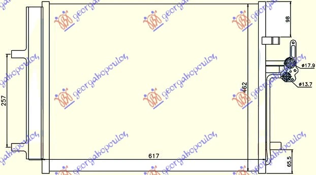 HLADNJAK KLIME 1.6/1.8 BENZIN - 2.0 TDCi (580x46.5x16) (VALEO)