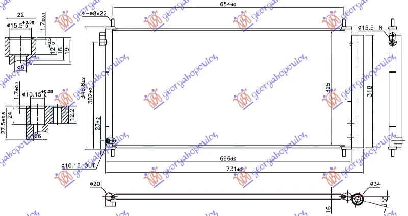HLADNJAK KLIME 2.0 D4D DIZEL (696x325x16) (NISSENS)