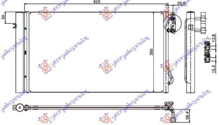 HLADNJAK KLIME 2.0/3.0 TURBO DIZEL (580x340x16) (KOYO)