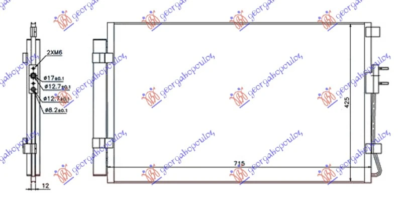 HLADNJAK KLIME 2.4 16V GDI 3.3i BENZIN (680x430x12) (HALLA TIP) (KOYO)