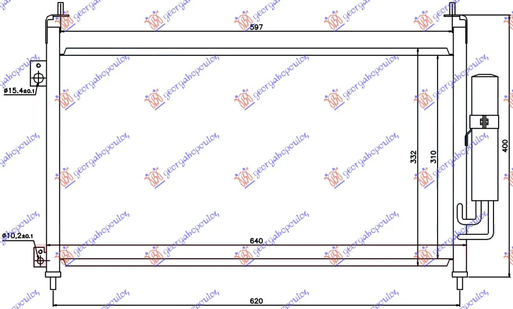 HLADNJAK KLIME BENZ/DIZ (600x320x16)