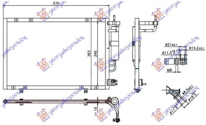 HLADNJAK KLIME BENZIN - 1.4 TDCi (530x350x16) 11- (KOYO)