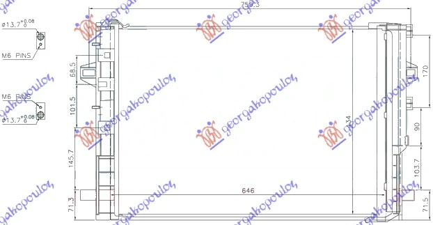 HLADNJAK KLIME BENZIN/DIZEL (610x458) (MARELLI)