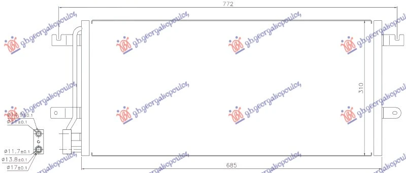 HLADNJAK KLIME BENZIN/DIZEL (683x308x16)