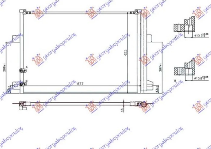HLADNJAK KLIME ZA SVE MODELSE BENZIN/DIZEL (640x440x16) (KOYO)