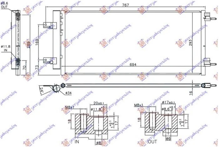 HLADNJAK KLIME ZA SVE MODELSE BENZIN/DIZEL TURBO (640x290x16) (NRF)