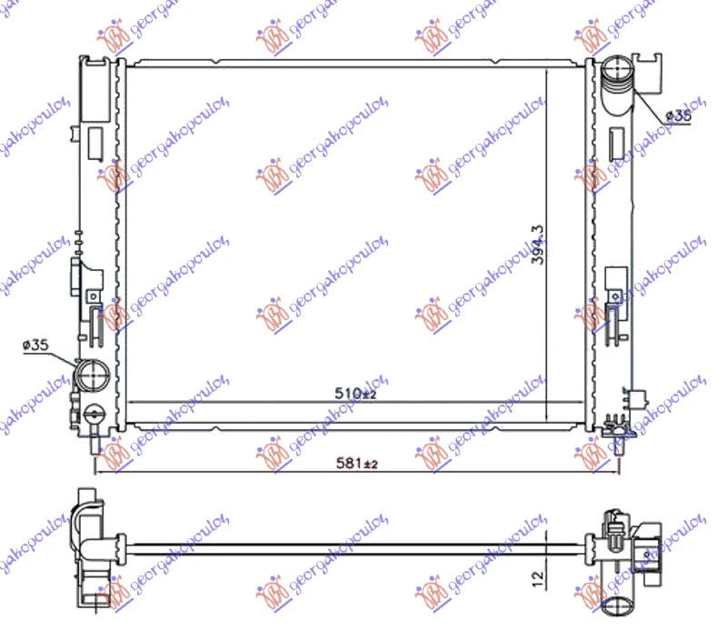 HLADNJAK MOTORA 0.9 IG-T BENZIN - 1.5 dCi DIZEL (510x395x12) (NISSENS)