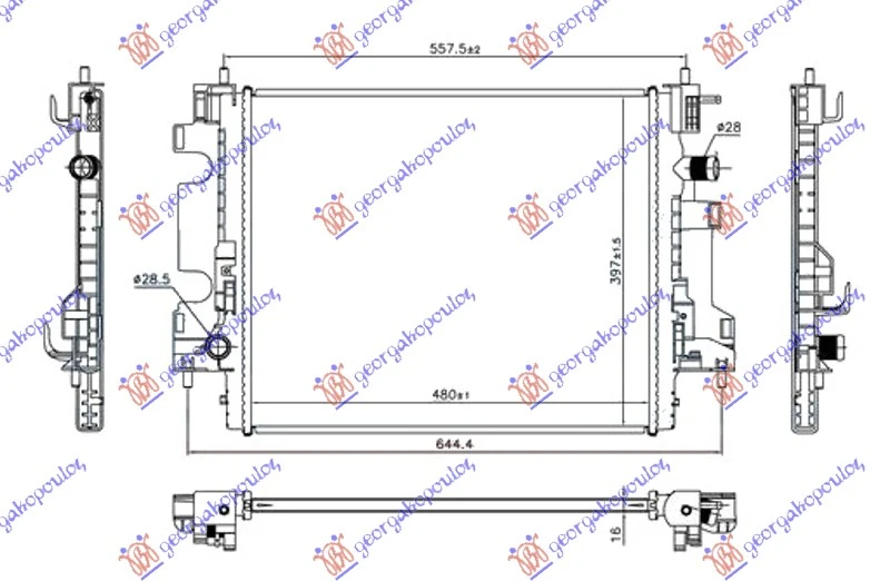 HLADNJAK MOTORA 0.9 TURBO BENZIN (MAN) (480x400x16) (VALEO)