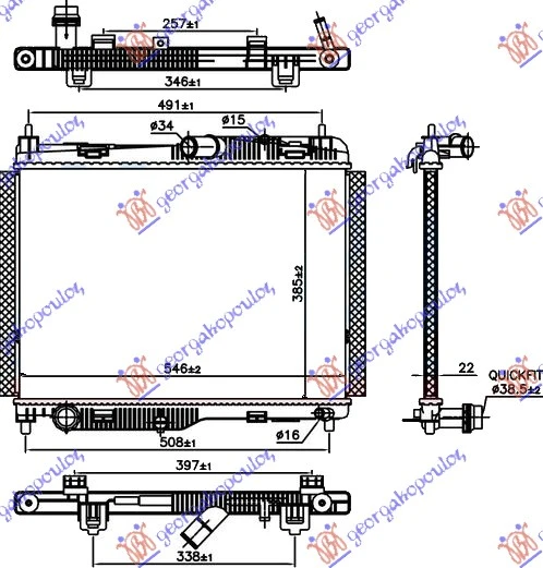 HLADNJAK MOTORA 1.0 EcoBoost BENZIN (AUTO) (385x545x22) (NRF)