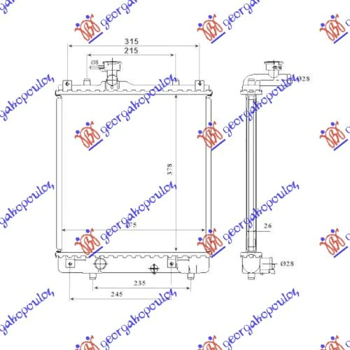 HLADNJAK MOTORA 1.0/1.2 (37.5x38) (OTVOREN SISTEM) VALEO (VALEO) (MADJARSKA)
