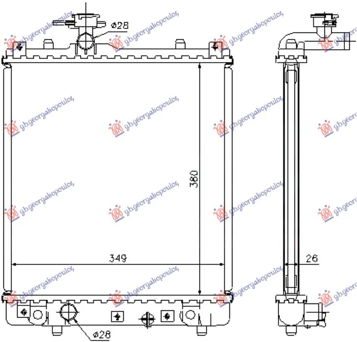 HLADNJAK MOTORA 1.0/1.2 BENZIN (MAN) (375x380x34) (OTVOREN SISTEM) (MEHANICKI SPOJ) (NRF)