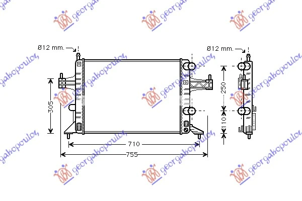 HLADNJAK MOTORA 1.0/1.2/1.4 (MAN) (+/-AC) (54x38) (VALEO)