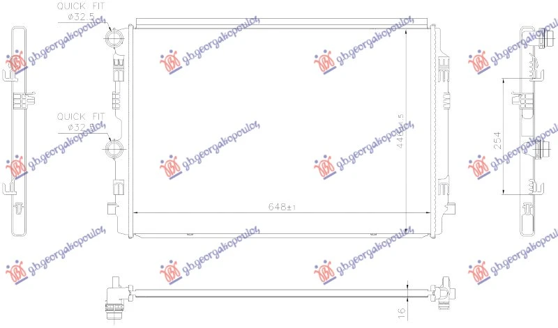 HLADNJAK MOTORA 1.0TSI/1.5TSI BENZIN (MANUELNI/AUTOMATSKI) (648x446) (KOYO)