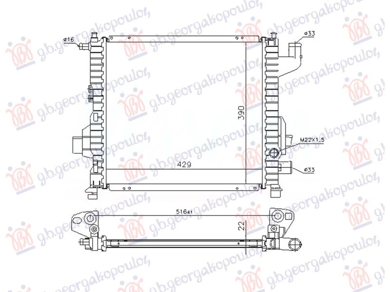 HLADNJAK MOTORA 1.1/1.2 BENZIN (+AC) (430x395) (NRF)