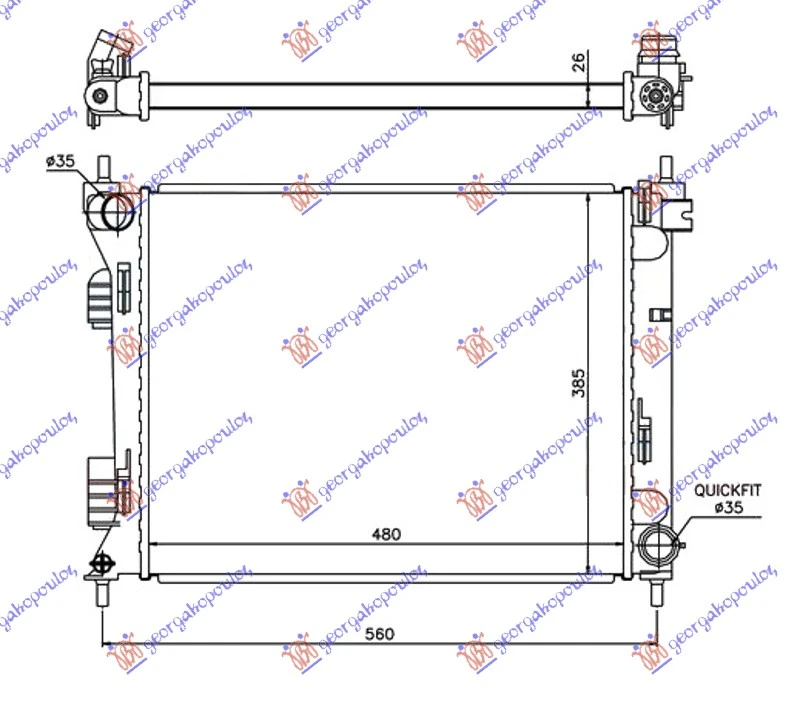 HLADNJAK MOTORA 1.1/1.4 CRDi (MAN) DIZEL (480x385x26) (INDIJA) (NRF)