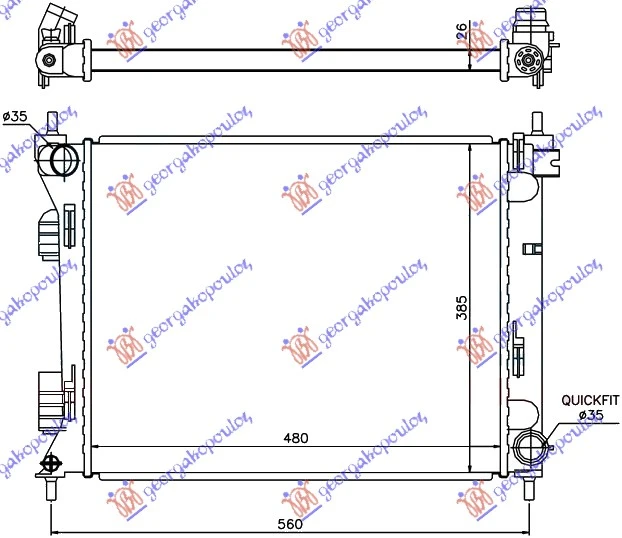HLADNJAK MOTORA 1.1/1.4 CRDi (MAN) DIZEL (480x385x26) (TURSKA) (NRF)