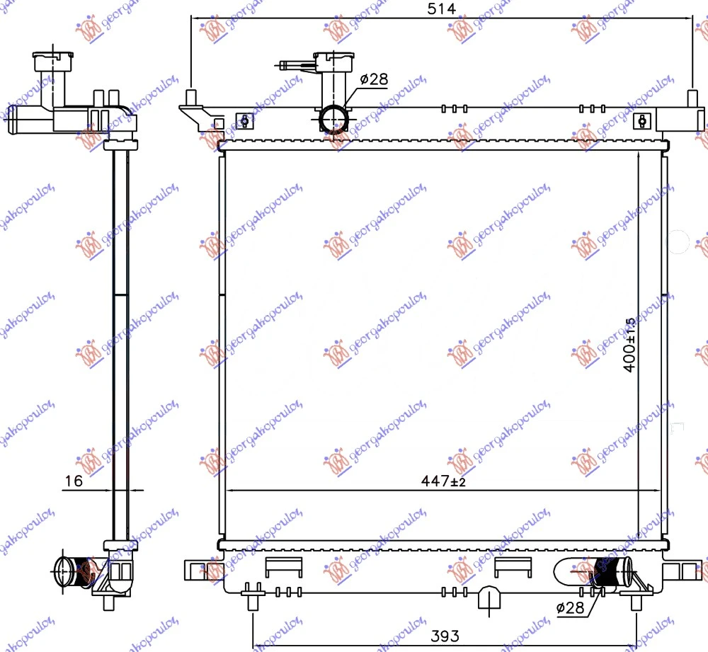 HLADNJAK MOTORA 1.2 16v BENZIN (MAN) (400x450x16) (KOYO)