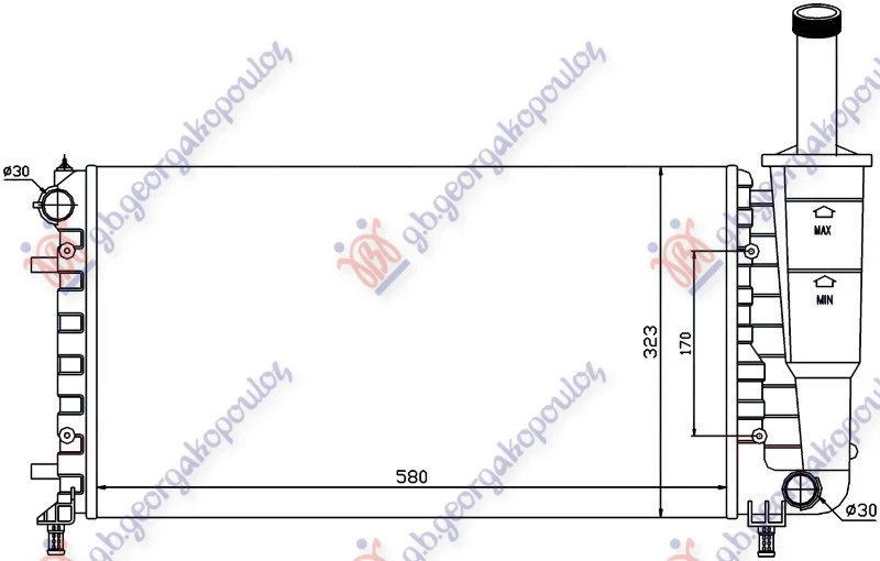 HLADNJAK MOTORA 1.2 8/16V (+/-AC) (58x31.7x18) (MARELLI)