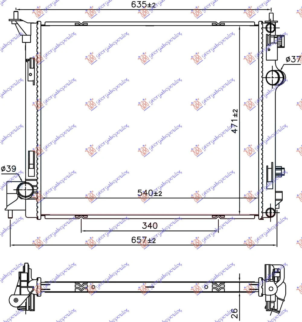 HLADNJAK MOTORA 1.2 DIG-T (AUTO) - 1.6 DIG-T (MAN) BENZIN - 1.6 dCi DIZEL (540x470x26) (NRF)