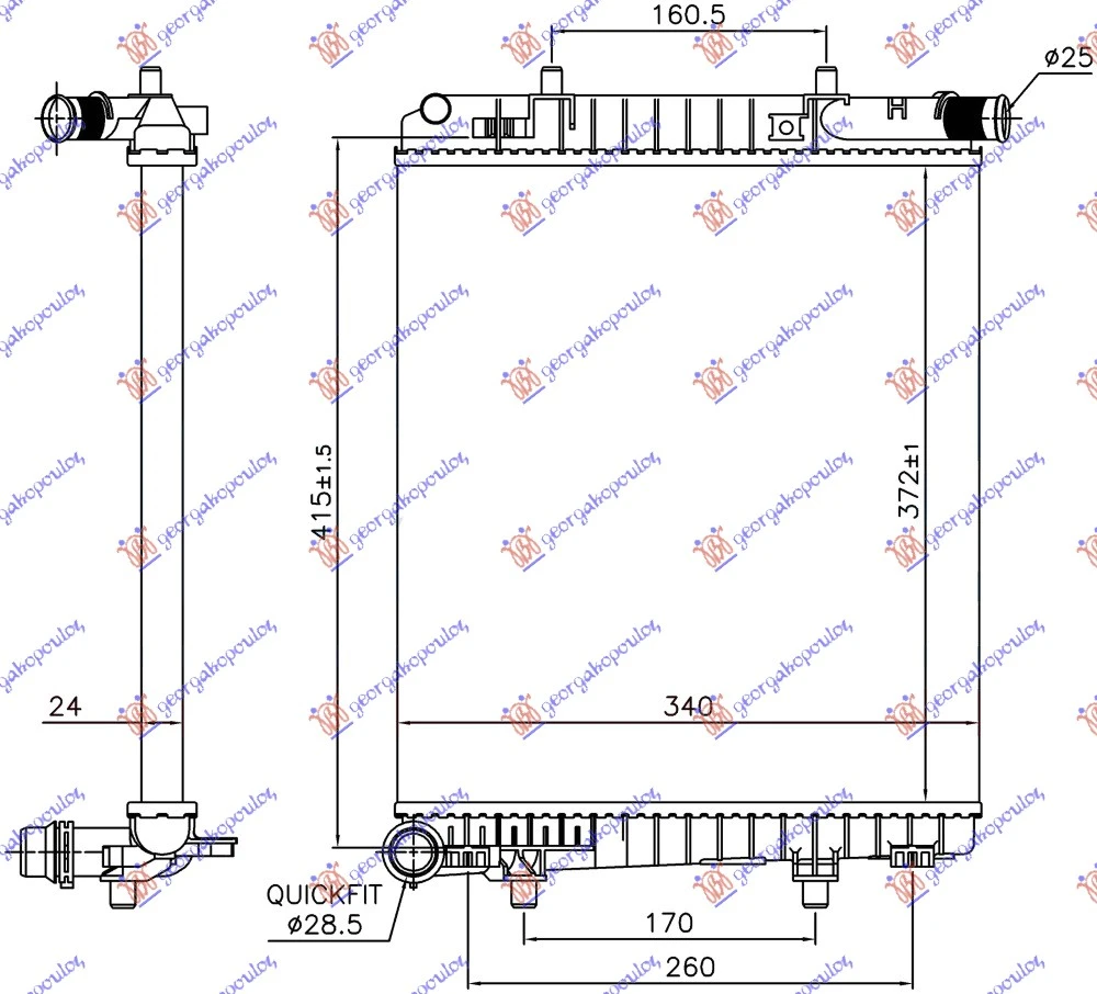 HLADNJAK MOTORA 1.2 VTi BENZIN (MAN) (372x340x24) (NRF)