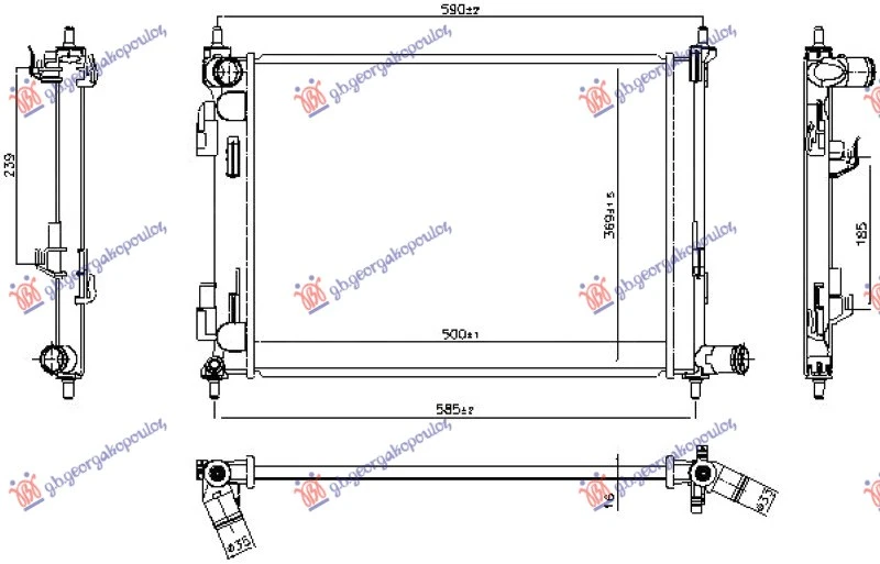 HLADNJAK MOTORA 1.2/1.4 BENZIN (480x375x16) (KOYO)