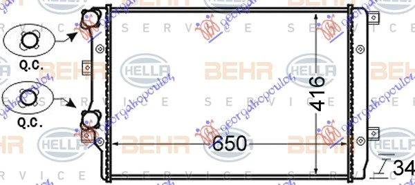 HLADNJAK MOTORA 1.2/1.4/1.6/1.8 Tsi BENZIN - 1.9 TDi DIZEL (650x410) (MARELLI)