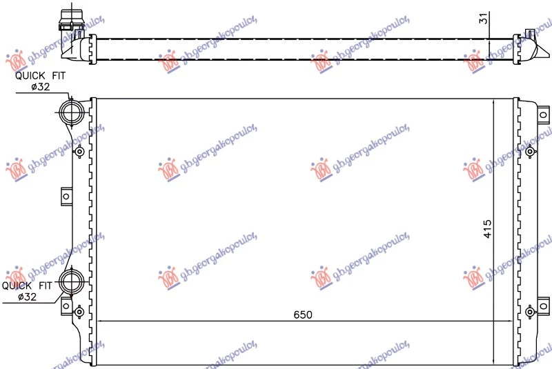 HLADNJAK MOTORA 1.2/1.4/1.6/1.8 Tsi BENZIN - 1.9 TDi DIZEL (650x410) (MEHANICKI SPOJ) (VALEO)