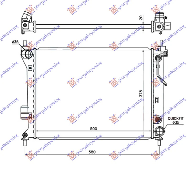 HLADNJAK MOTORA 1.2/1.4/1.6i BENZIN (AUTO) (500x380x26) (VALEO)