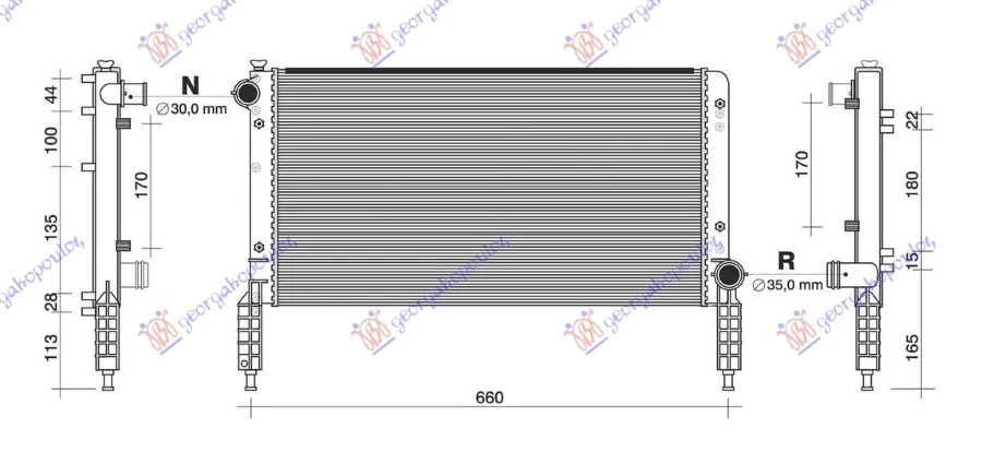 HLADNJAK MOTORA 1.2/1.6 16V (+AC) (58x30.5) (NISSENS)