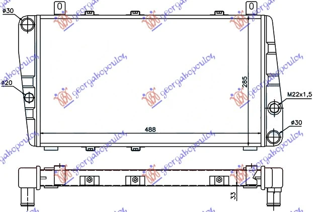 HLADNJAK MOTORA 1.3 BENZIN (-AC) (490x280) (NRF)