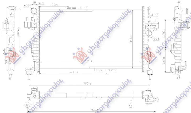HLADNJAK MOTORA 1.3CDTi 1.7DTi DIZEL (60x35) (MARELLI)