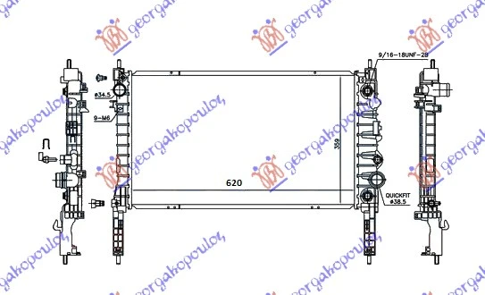 HLADNJAK MOTORA 1.4 16v TURBO BENZIN (AUTO) (620x360x26) (VALEO)