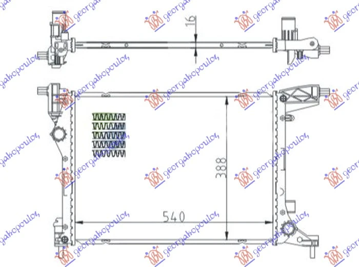 HLADNJAK MOTORA 1.4 (70KW) BENZIN (MAN) (540x410x16) (NRF)