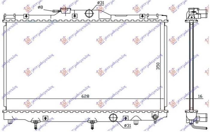 HLADNJAK MOTORA 1.4 BENZIN (+/-AC) (630x350) (KOYO)
