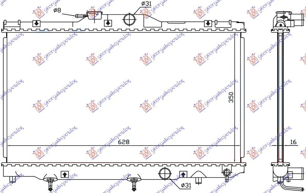 HLADNJAK MOTORA 1.4 BENZIN (+/-AC) (630x350) (VALEO)