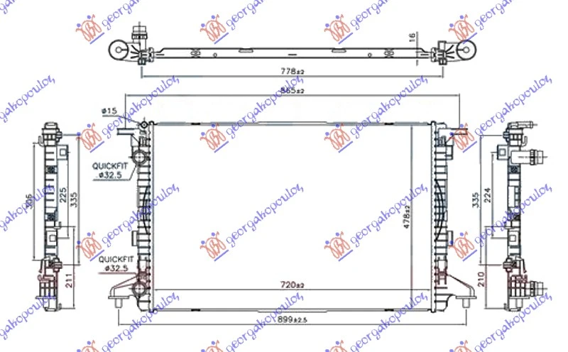 HLADNJAK MOTORA 1.4 TFSi BENZIN / 2.0 TDi DIZEL (720x480x16) CEV 32/32 (NRF)