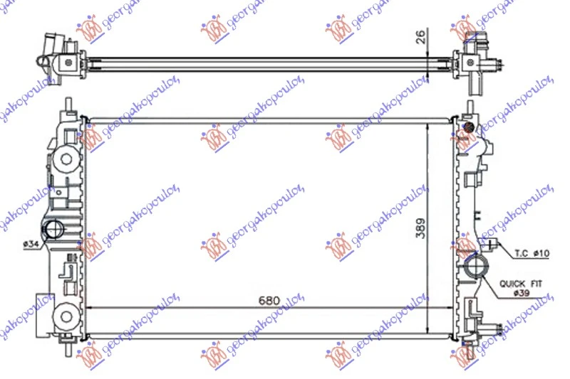 HLADNJAK MOTORA 1.4 TURBO (A14NET-B14NET) BENZIN (MAN) (680x390x26) (VALEO)