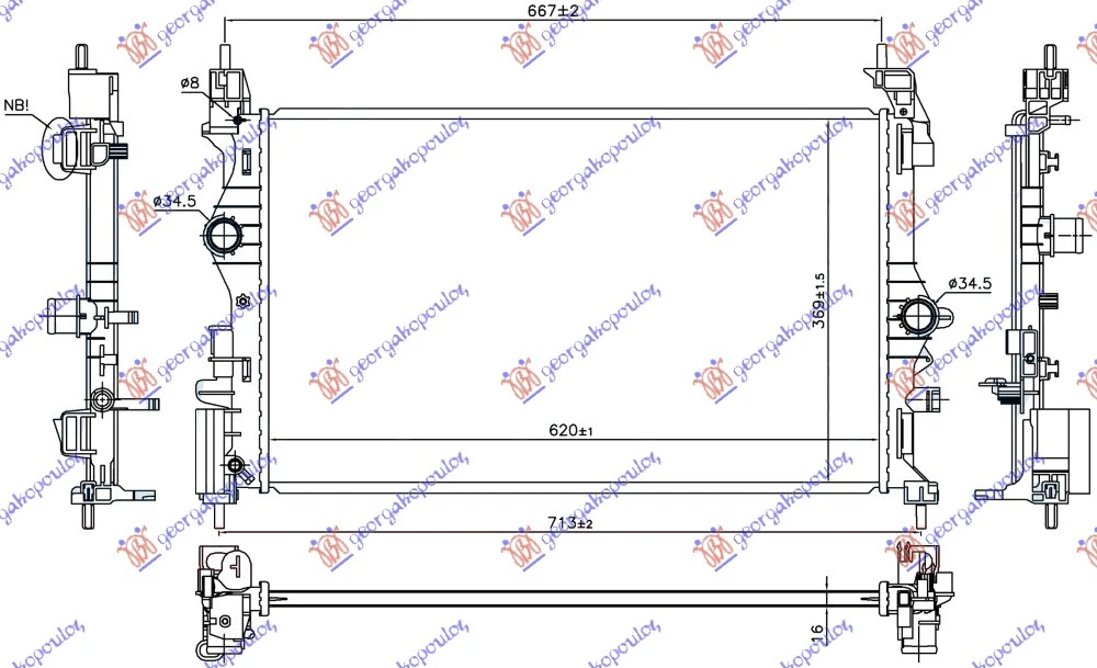 HLADNJAK MOTORA 1.4 TURBO BENZIN (MAN) (620x369x16) (NRF)