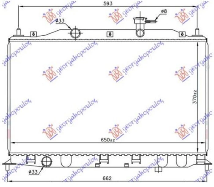 HLADNJAK MOTORA 1.4/1.6 (+/-AC) (370x650) (NRF)